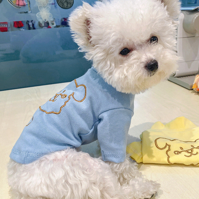 KFX-8881725 Happy Puppy Bottoming Shirt for Pets - Blue and Yellow, Polyester Fabric, Various Sizes Available