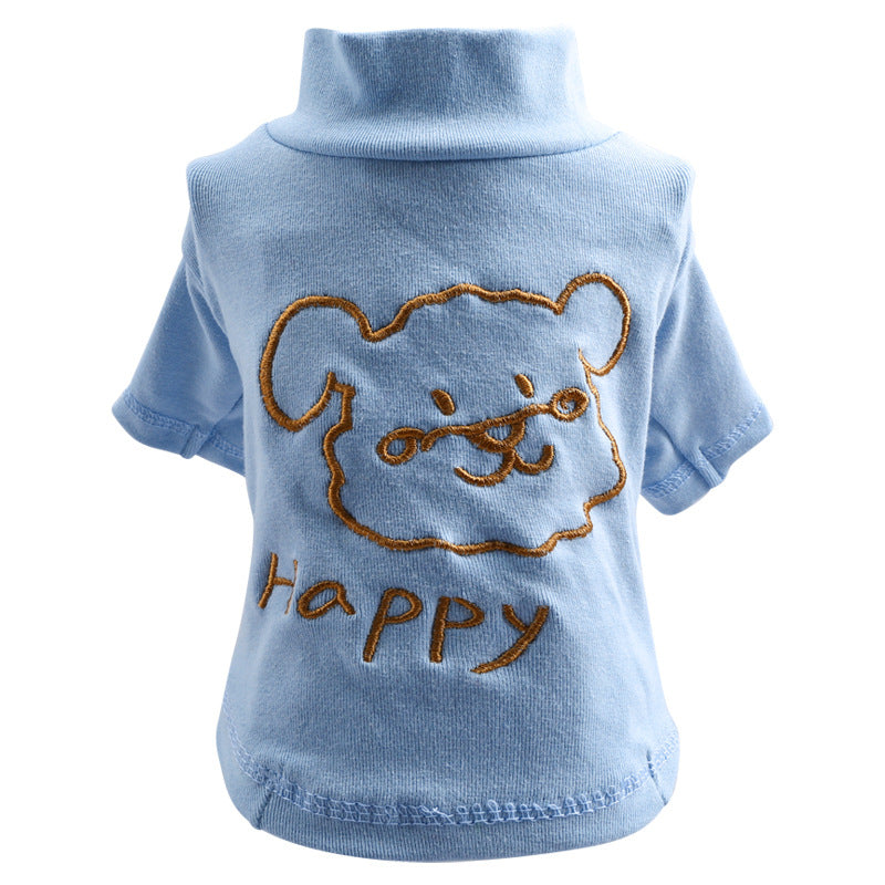 KFX-8881725 Happy Puppy Bottoming Shirt for Pets - Blue and Yellow, Polyester Fabric, Various Sizes Available