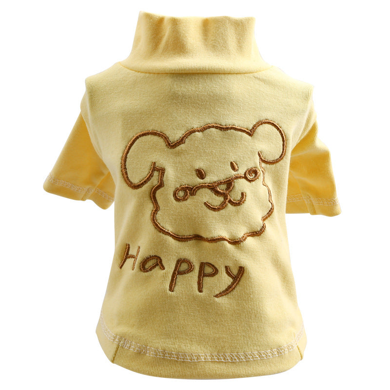 KFX-8881725 Happy Puppy Bottoming Shirt for Pets - Blue and Yellow, Polyester Fabric, Various Sizes Available