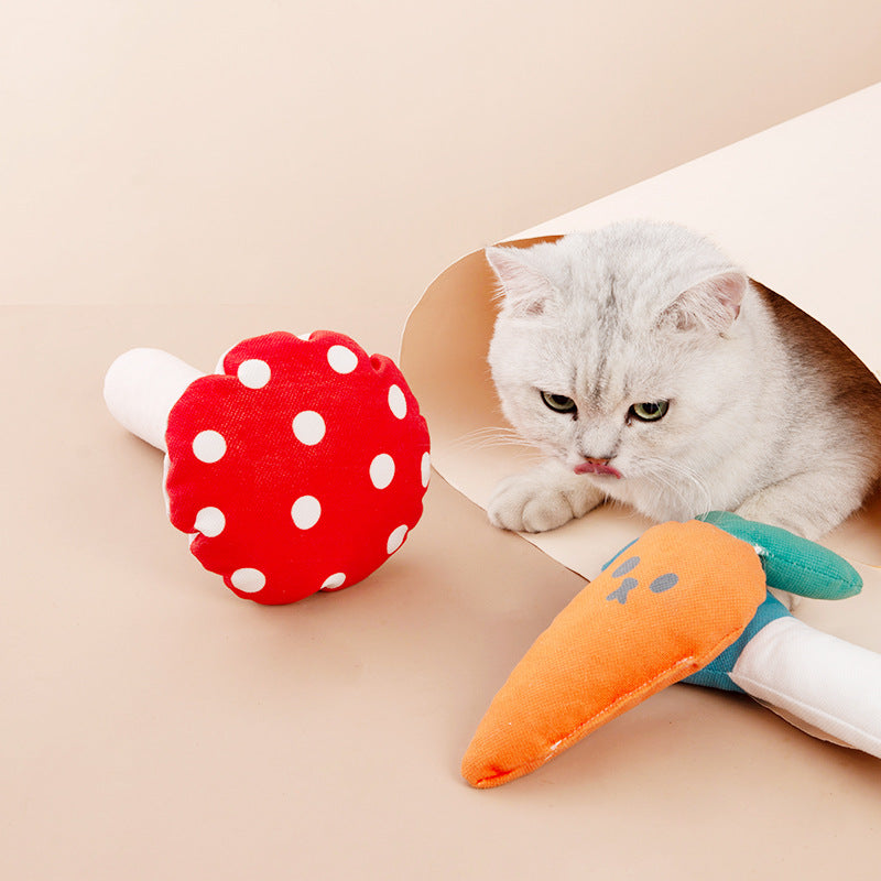 KFX-8883773 Plush Mushroom Cat Chew Toy for Biting and Fun - 25x10cm