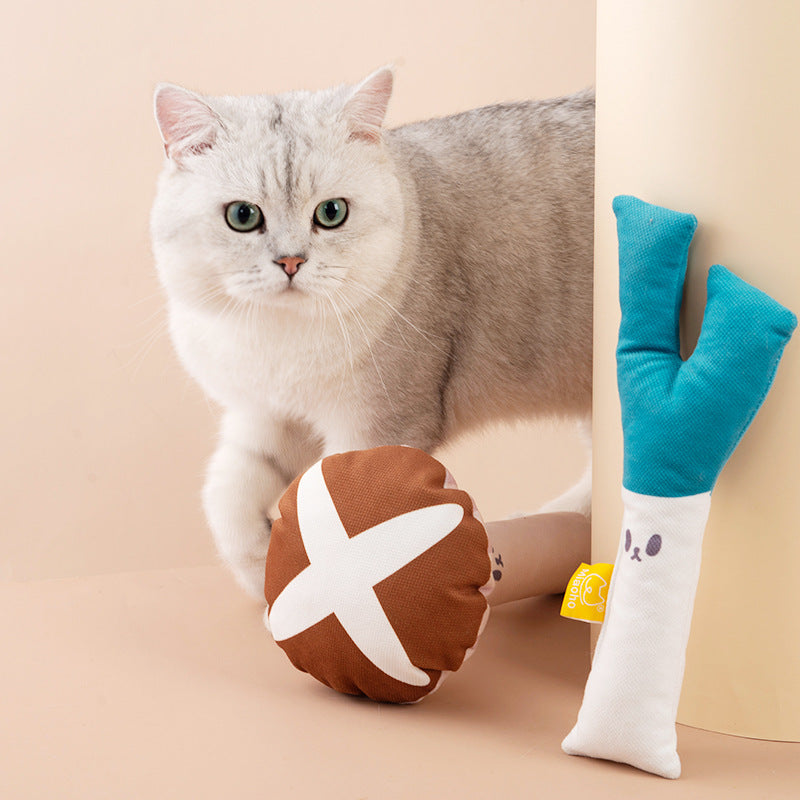 KFX-8883773 Plush Mushroom Cat Chew Toy for Biting and Fun - 25x10cm
