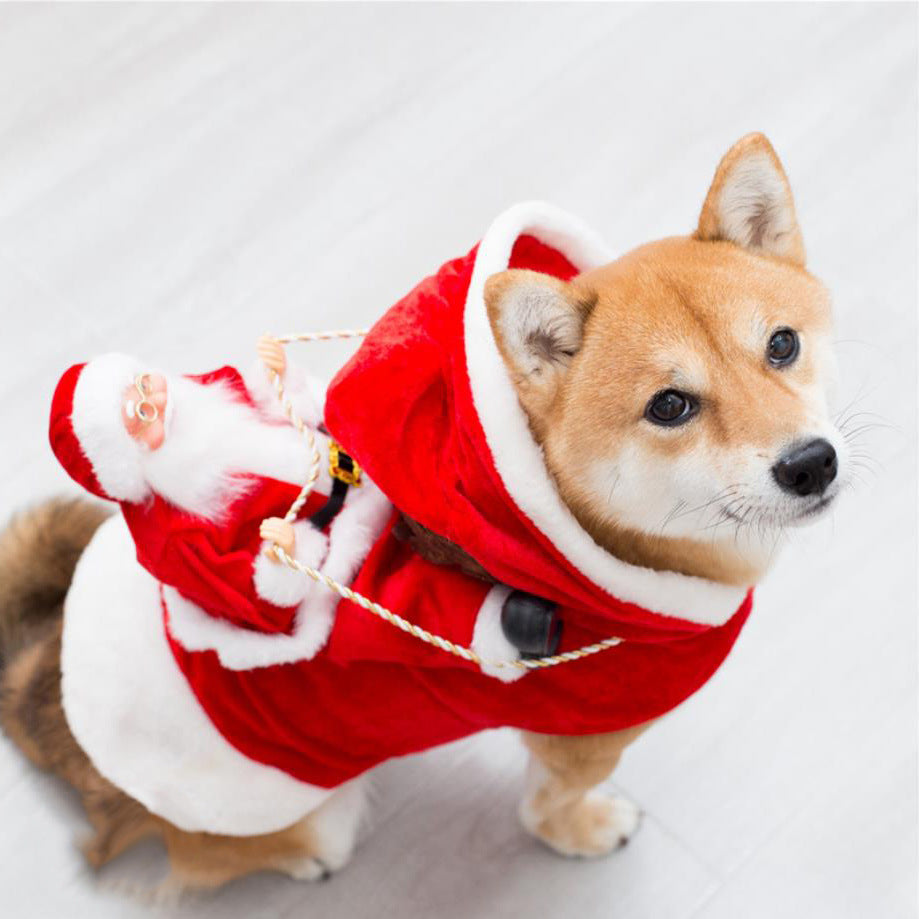 KFX-8885309 Festive Green Elf Dog Costume for Christmas - Adjustable Size, Cozy Cotton Design