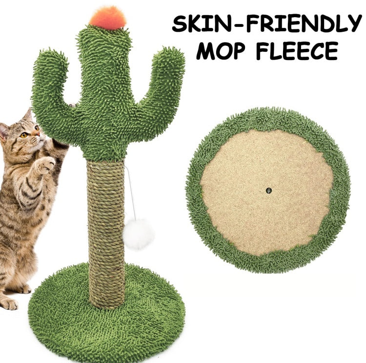 KFX-8886589 Cactus Cat Climbing Tree - Multi-Level Activity Center with Solid Wood Base and Natural Sisal Scratching Pillar