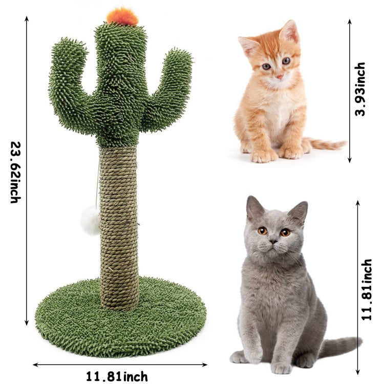 KFX-8886589 Cactus Cat Climbing Tree - Multi-Level Activity Center with Solid Wood Base and Natural Sisal Scratching Pillar