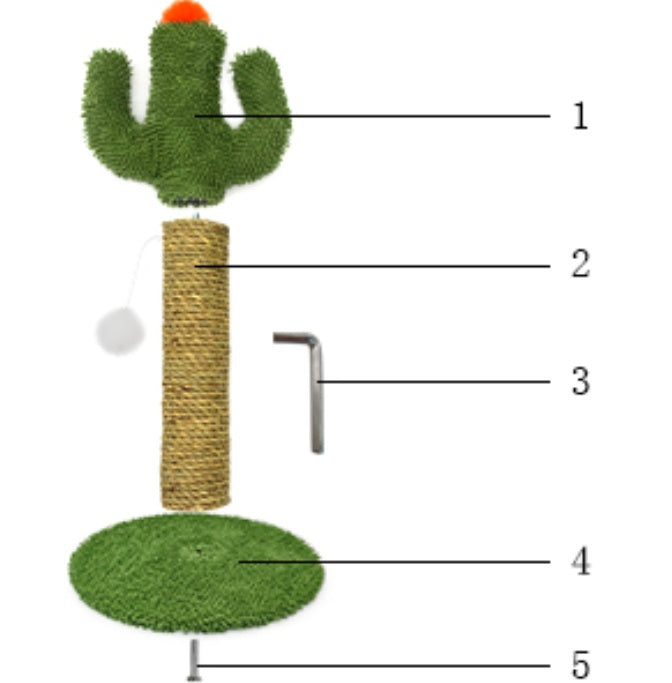 KFX-8886589 Cactus Cat Climbing Tree - Multi-Level Activity Center with Solid Wood Base and Natural Sisal Scratching Pillar