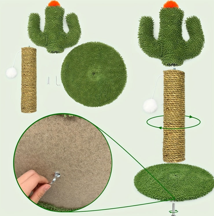 KFX-8886589 Cactus Cat Climbing Tree - Multi-Level Activity Center with Solid Wood Base and Natural Sisal Scratching Pillar