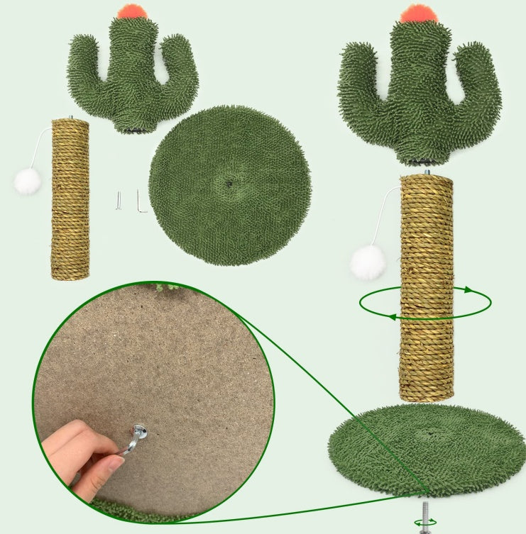 KFX-8886589 Cactus Cat Climbing Tree - Multi-Level Activity Center with Solid Wood Base and Natural Sisal Scratching Pillar