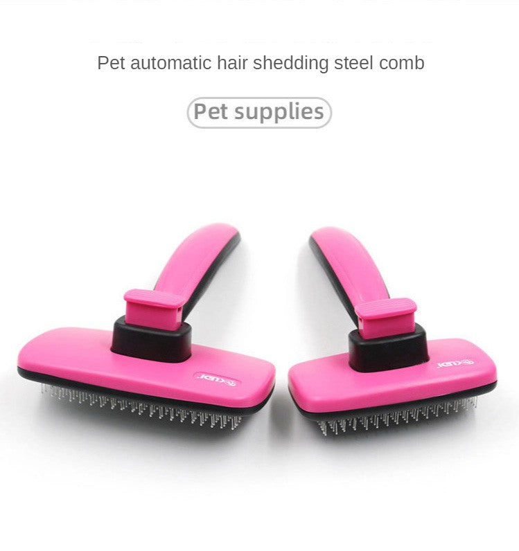 KFX-8886717 Automatic Stainless Steel Pet Grooming Comb for Dogs and Cats with Retractable Self-Cleaning Feature