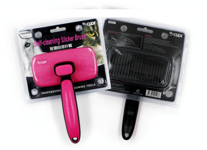 KFX-8886717 Automatic Stainless Steel Pet Grooming Comb for Dogs and Cats with Retractable Self-Cleaning Feature