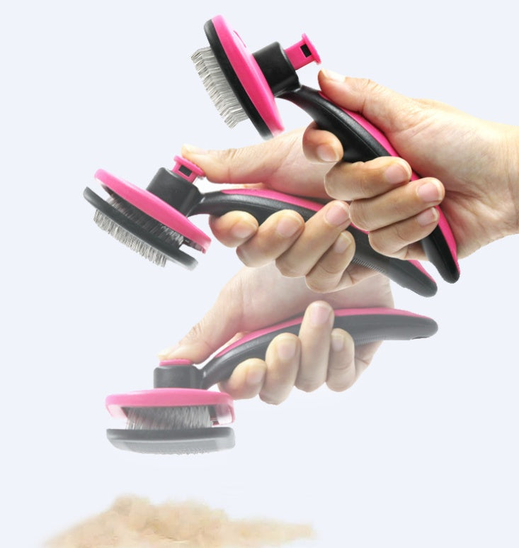 KFX-8886717 Automatic Stainless Steel Pet Grooming Comb for Dogs and Cats with Retractable Self-Cleaning Feature
