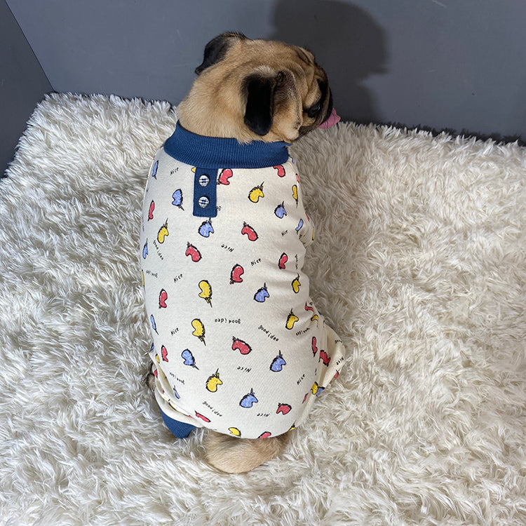 KFX-8887485 Autumn and Winter Four-Legged Cotton Dog Apparel in Milk White and Yellow Lotus Root
