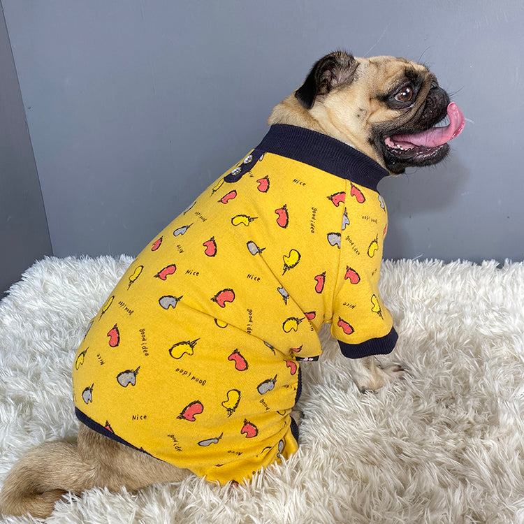 KFX-8887485 Autumn and Winter Four-Legged Cotton Dog Apparel in Milk White and Yellow Lotus Root