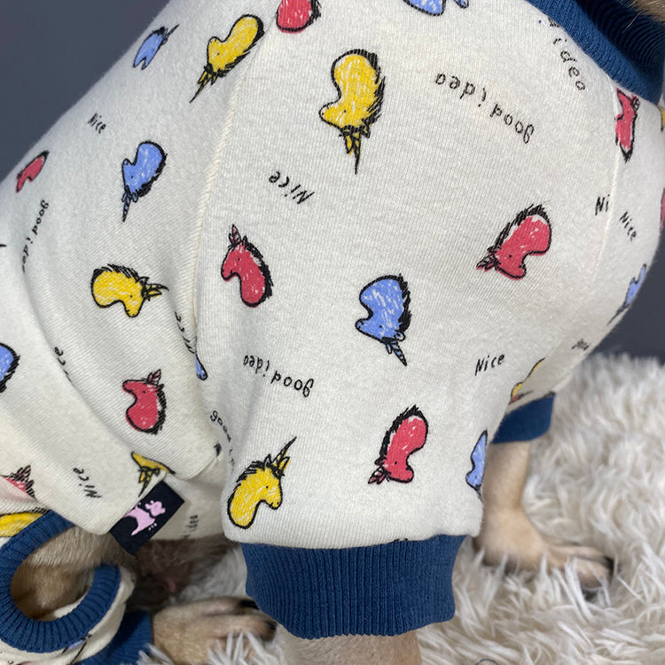 KFX-8887485 Autumn and Winter Four-Legged Cotton Dog Apparel in Milk White and Yellow Lotus Root