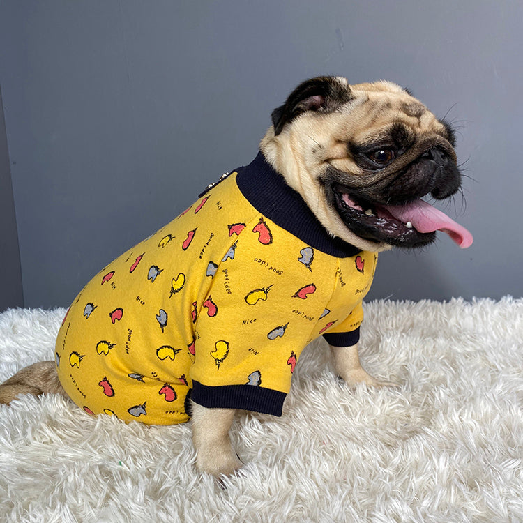 KFX-8887485 Autumn and Winter Four-Legged Cotton Dog Apparel in Milk White and Yellow Lotus Root