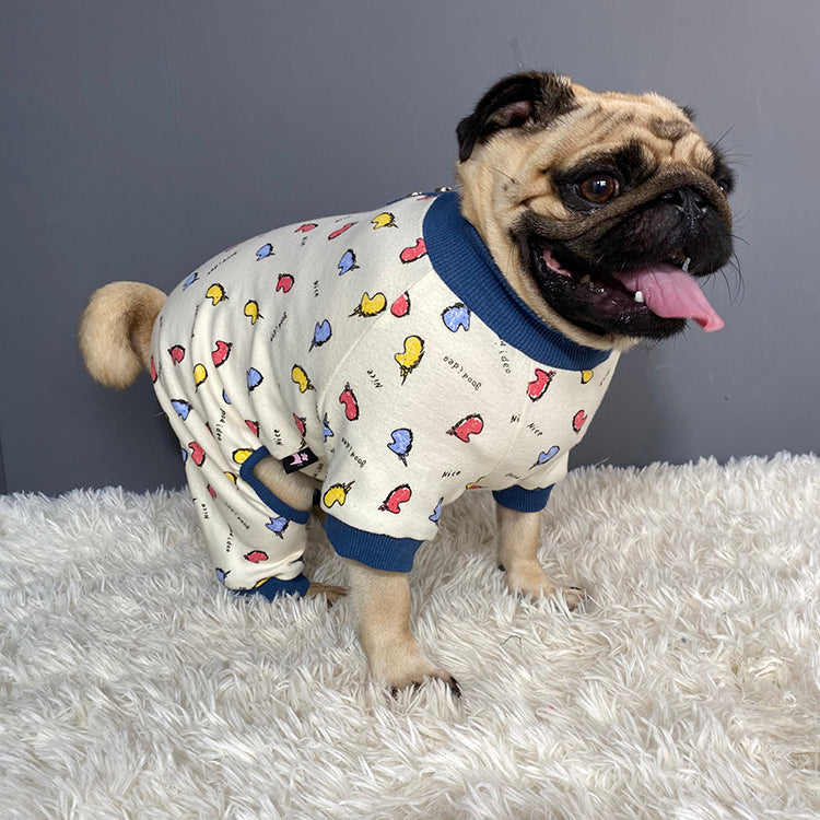 KFX-8887485 Autumn and Winter Four-Legged Cotton Dog Apparel in Milk White and Yellow Lotus Root