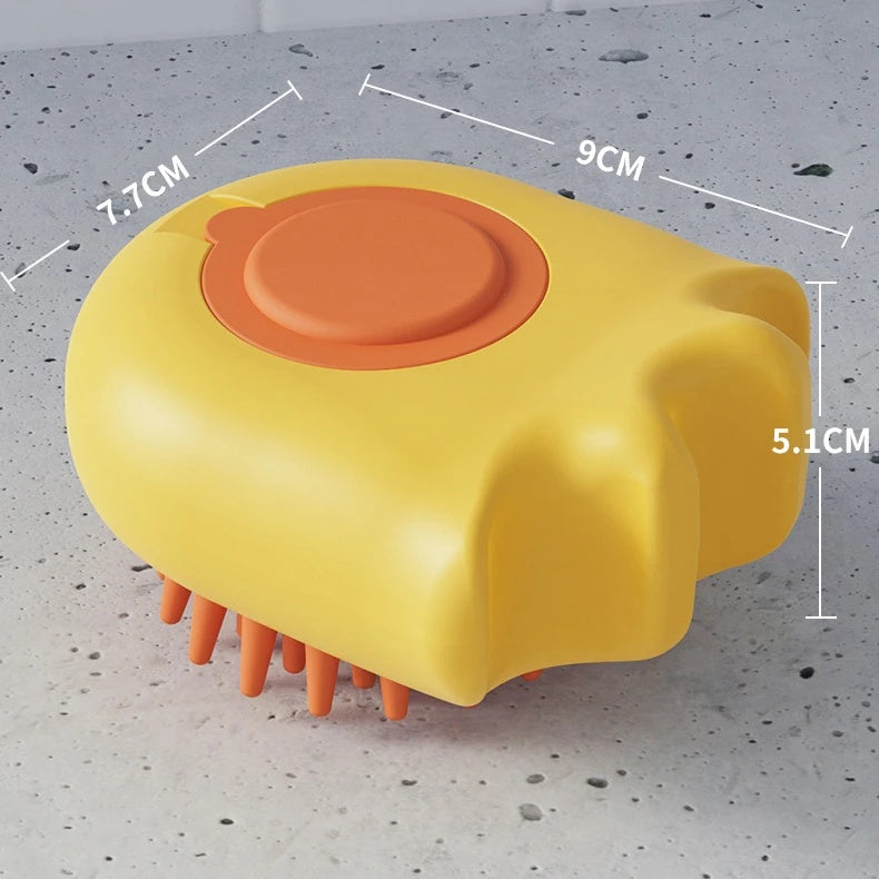 KFX-8888381 Pet Bath Brush with Shampoo Dispenser for Cats and Dogs - 9x8x5.3cm, Lightweight 55g Cleaning Tool