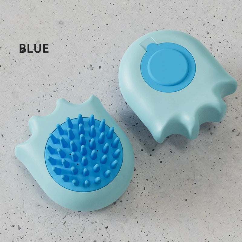 KFX-8888381 Pet Bath Brush with Shampoo Dispenser for Cats and Dogs - 9x8x5.3cm, Lightweight 55g Cleaning Tool