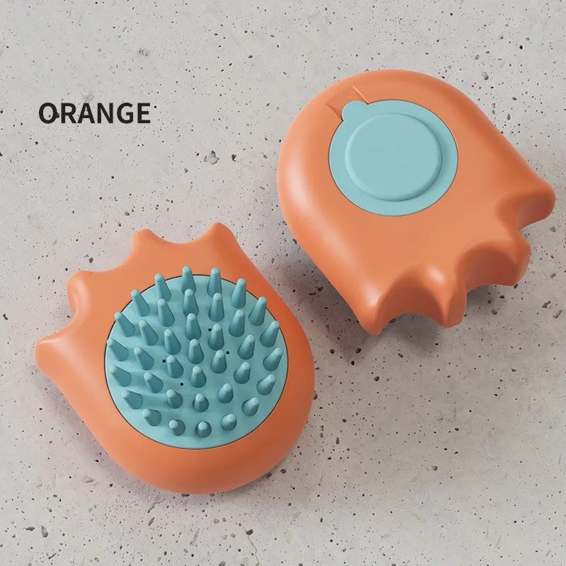 KFX-8888381 Pet Bath Brush with Shampoo Dispenser for Cats and Dogs - 9x8x5.3cm, Lightweight 55g Cleaning Tool