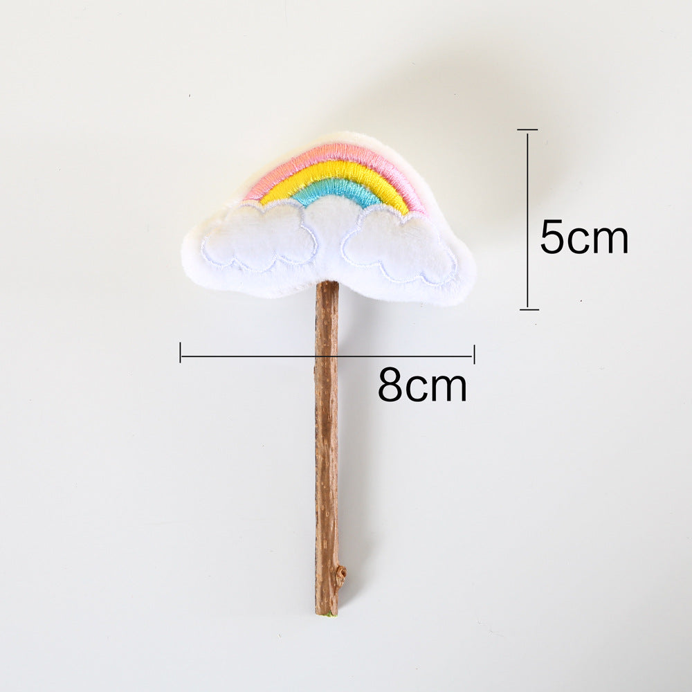 KFX-8889533 Rainbow Plush Chew Toys for Cats - Molar Sticks for Dental Health, Handmade from Natural Materials