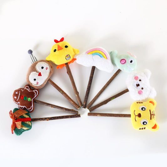 KFX-8889533 Rainbow Plush Chew Toys for Cats - Molar Sticks for Dental Health, Handmade from Natural Materials