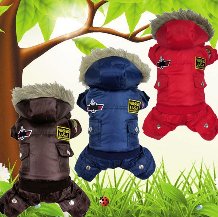 KFX-8895037 Siamese Dog Autumn/Winter USA Air Force Style Coat for Small Breeds