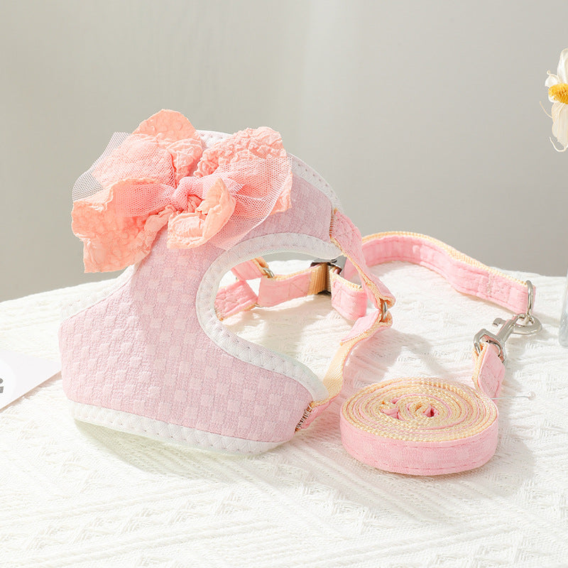 KFX-8895933 Soft Cloth Chest Strap for Small Puppies - Adjustable Hand-Holding Harness in Multiple Colors