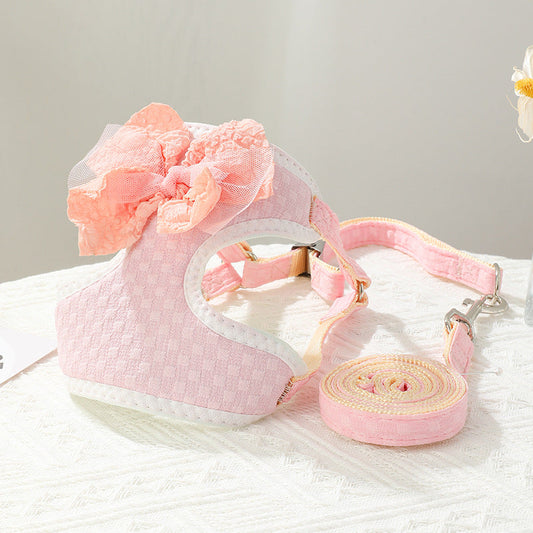 KFX-8895933 Soft Cloth Chest Strap for Small Puppies - Adjustable Hand-Holding Harness in Multiple Colors