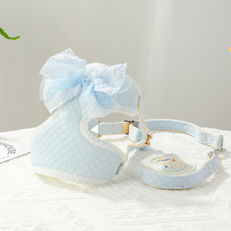 KFX-8895933 Soft Cloth Chest Strap for Small Puppies - Adjustable Hand-Holding Harness in Multiple Colors