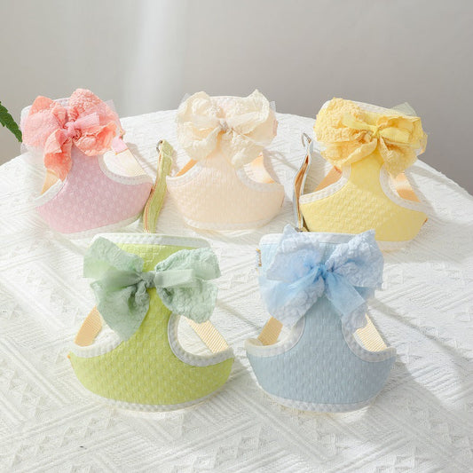 KFX-8895933 Soft Cloth Chest Strap for Small Puppies - Adjustable Hand-Holding Harness in Multiple Colors