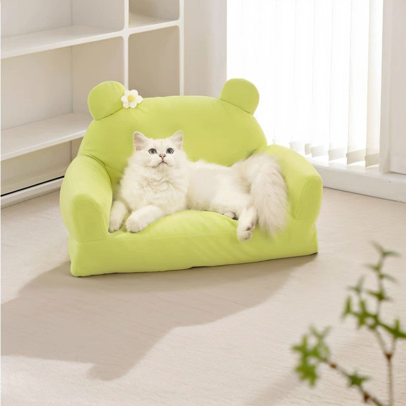 KFX-8896701 Large Cloth Cat Nest in Light Green and Light Purple - Cozy Pet Bed with Dimensions 54x36x45cm