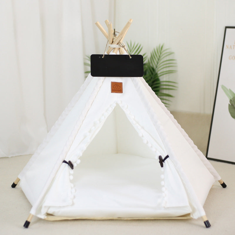 KFX-8899901 Portable Striped Pet Teepee Tent for Cats, Dogs, and Small Animals with Washable Cushion