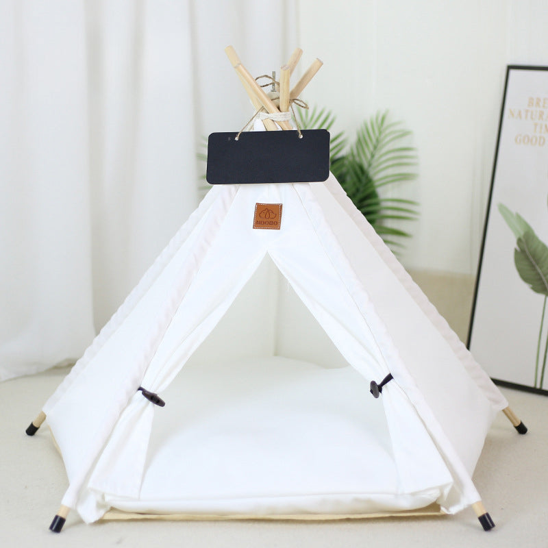 KFX-8899901 Portable Striped Pet Teepee Tent for Cats, Dogs, and Small Animals with Washable Cushion