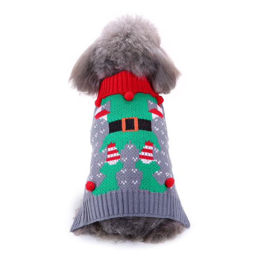 KFX-8900413 Pet Bone Stripe High Neck Casual Christmas Sweater in Multiple Colors and Sizes