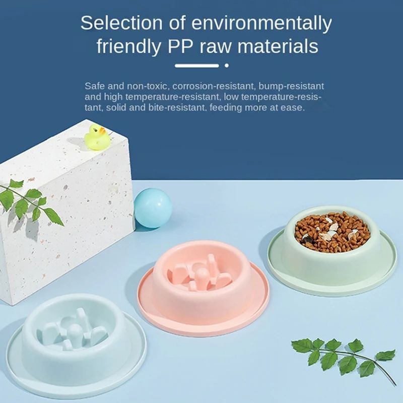 KFX-8902589 Slow Feed Dog Bowl for Cats and Dogs - Anti-Choking Interactive Feeding Dish in Macaroon Colors