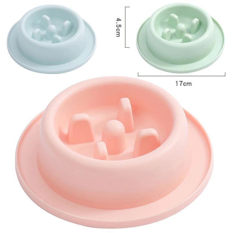 KFX-8902589 Slow Feed Dog Bowl for Cats and Dogs - Anti-Choking Interactive Feeding Dish in Macaroon Colors