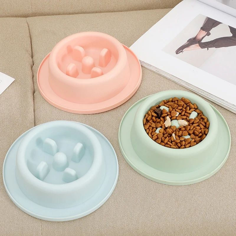 KFX-8902589 Slow Feed Dog Bowl for Cats and Dogs - Anti-Choking Interactive Feeding Dish in Macaroon Colors