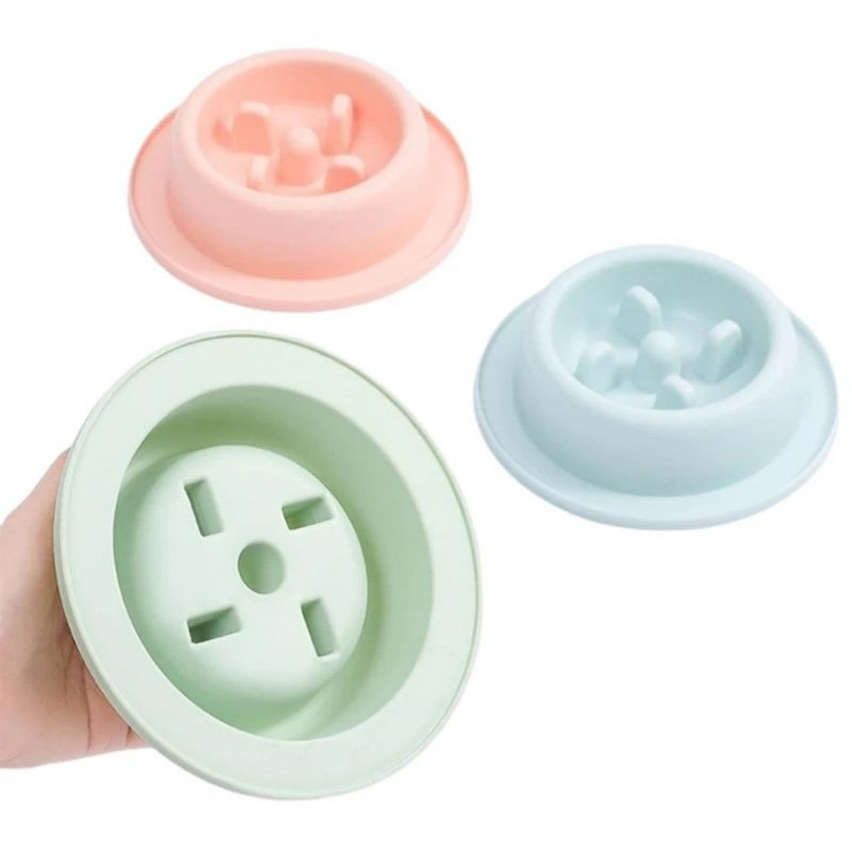 KFX-8902589 Slow Feed Dog Bowl for Cats and Dogs - Anti-Choking Interactive Feeding Dish in Macaroon Colors