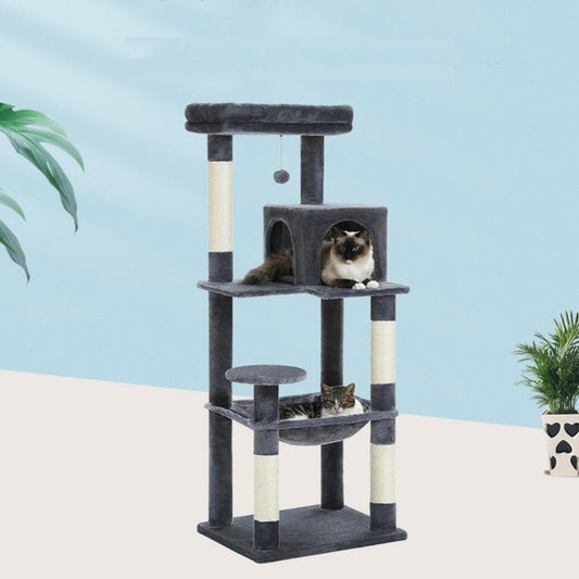 KFX-8908349 Plus-sized Cat Climbing Frame with Integrated Nest and Hammock in Dark and Light Gray - Durable and Stable Design