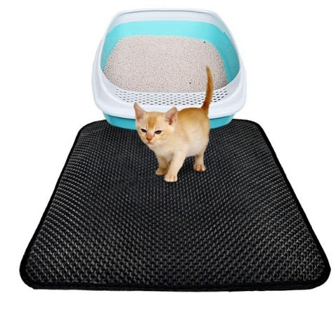 KFX-8910013 Double Layer Cat Litter Mat with Waterproof Layer for Easy Cleaning and Claw Trapping