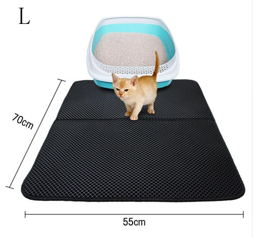 KFX-8910013 Double Layer Cat Litter Mat with Waterproof Layer for Easy Cleaning and Claw Trapping