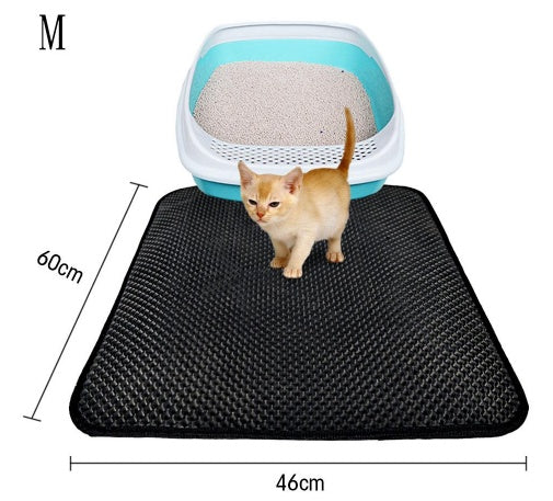 KFX-8910013 Double Layer Cat Litter Mat with Waterproof Layer for Easy Cleaning and Claw Trapping