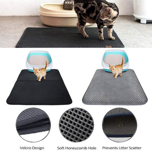KFX-8910013 Double Layer Cat Litter Mat with Waterproof Layer for Easy Cleaning and Claw Trapping