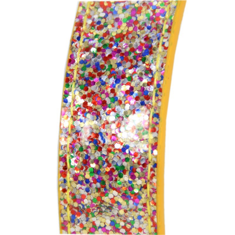 KFX-8910141 Stylish Gold PU Pet Collar with Shiny Glitter Design for Cats and Dogs