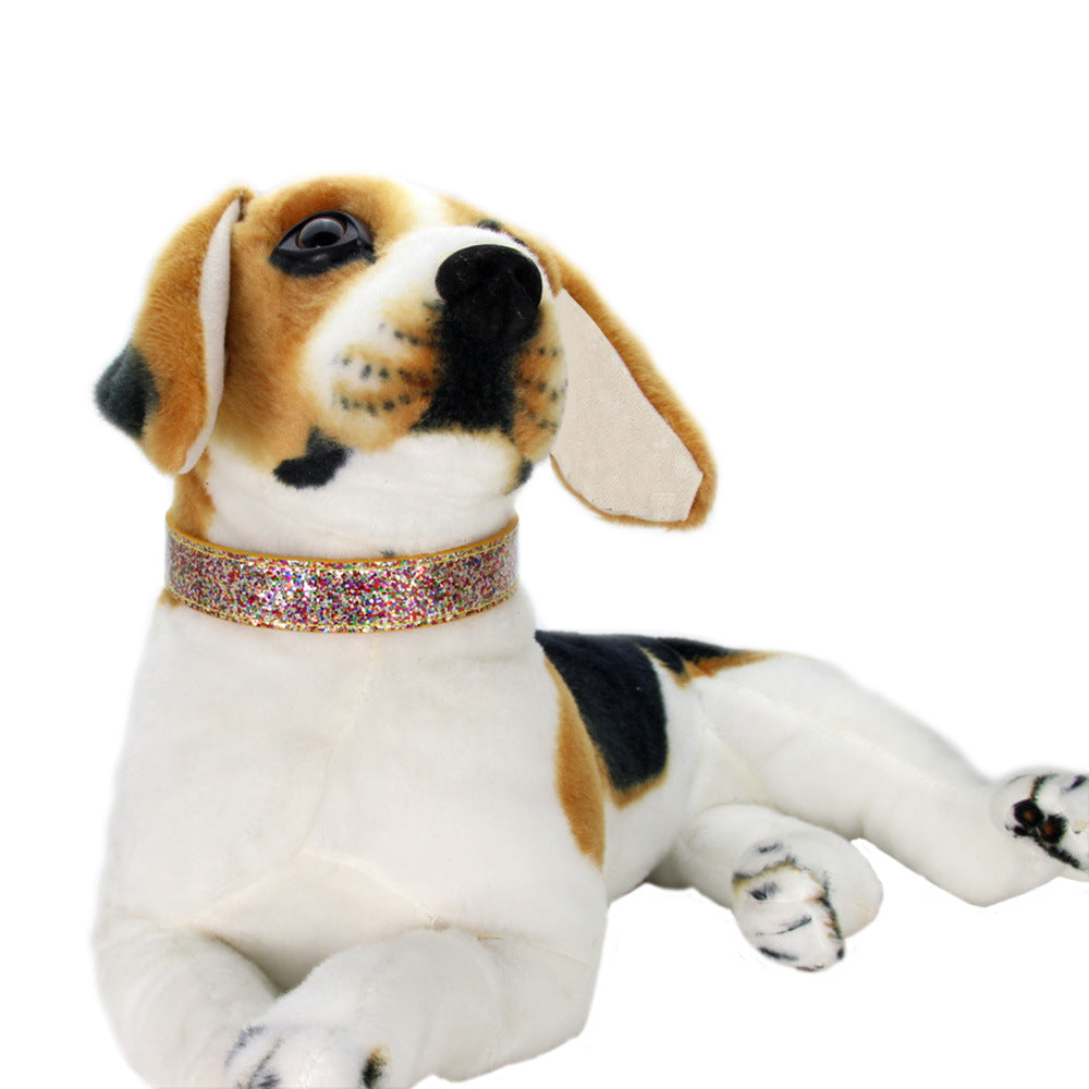 KFX-8910141 Stylish Gold PU Pet Collar with Shiny Glitter Design for Cats and Dogs
