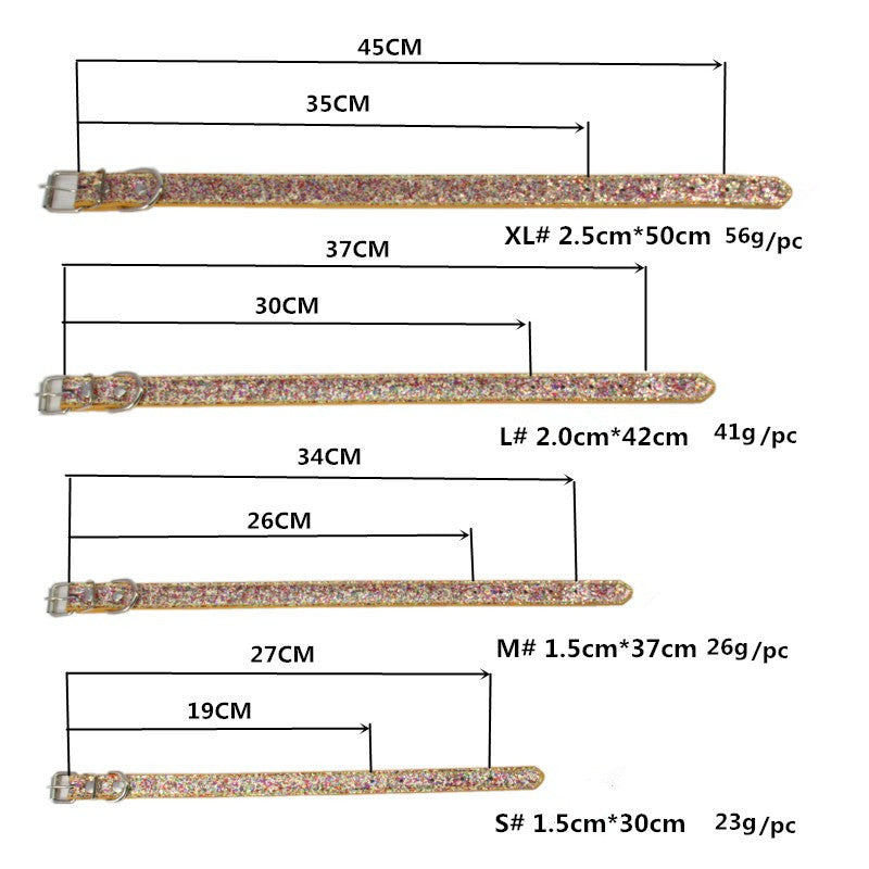 KFX-8910141 Stylish Gold PU Pet Collar with Shiny Glitter Design for Cats and Dogs