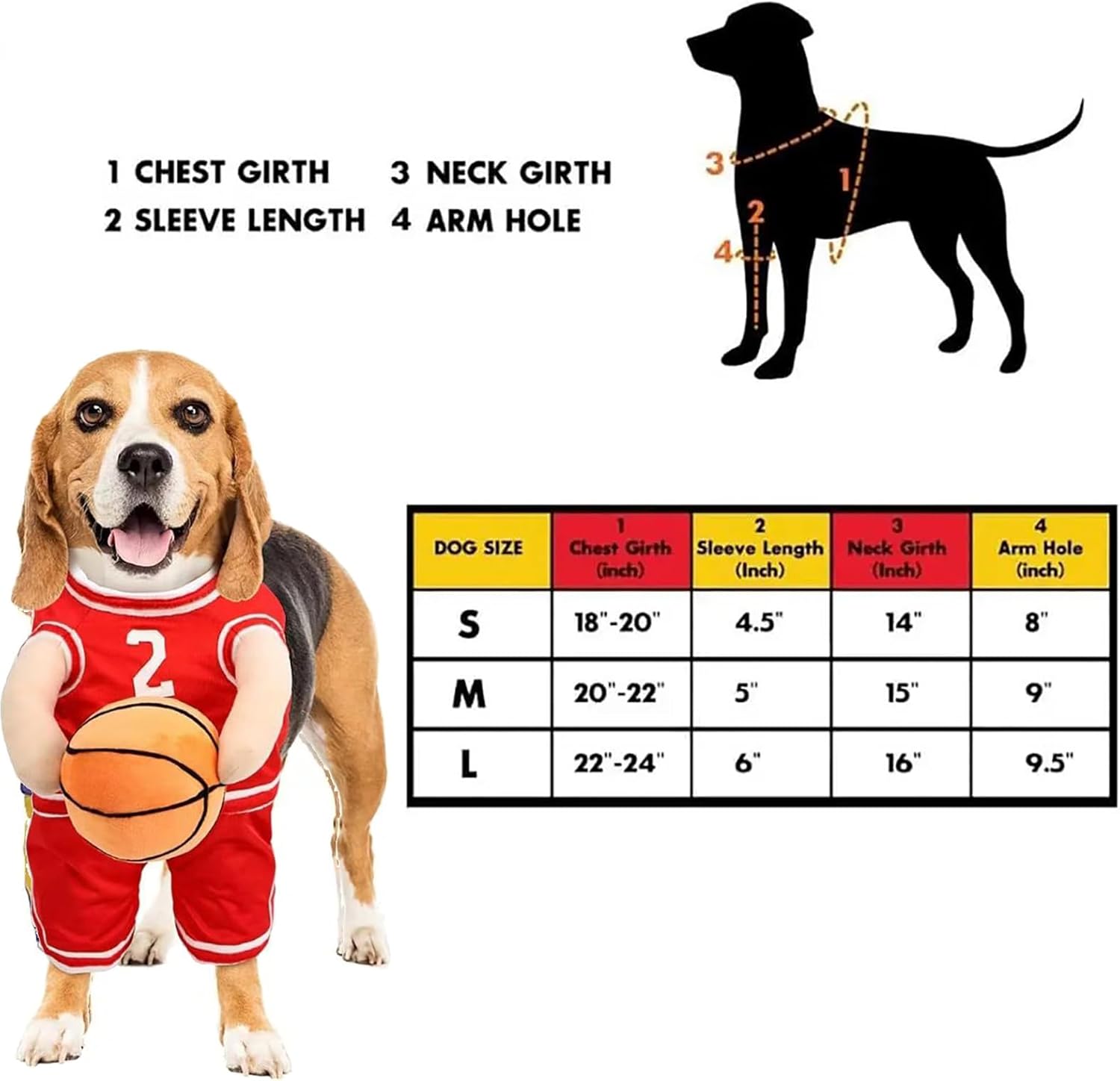 KFX-8912317 Dog Basketball Player Costume for Small to Medium Dogs – Funny Sports Outfit for Halloween and Parties