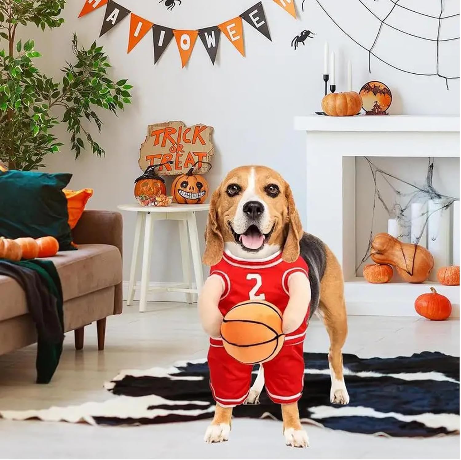 KFX-8912317 Dog Basketball Player Costume for Small to Medium Dogs – Funny Sports Outfit for Halloween and Parties