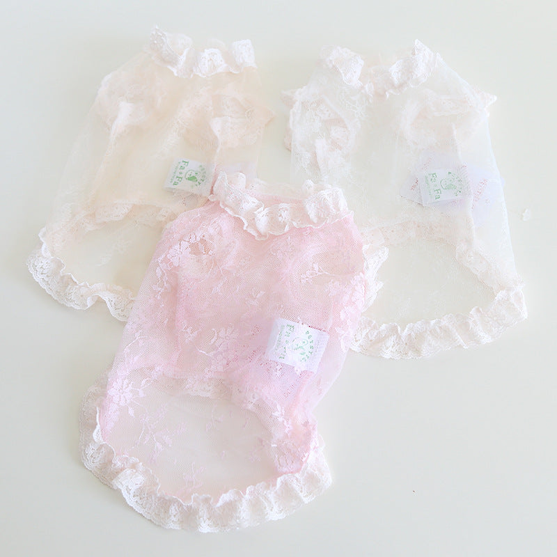 KFX-8913725 Lace Yarn Pet Vest for Dogs and Cats - Anti-Lint, Available in Pink, Apricot, and White, Sizes XS-XL