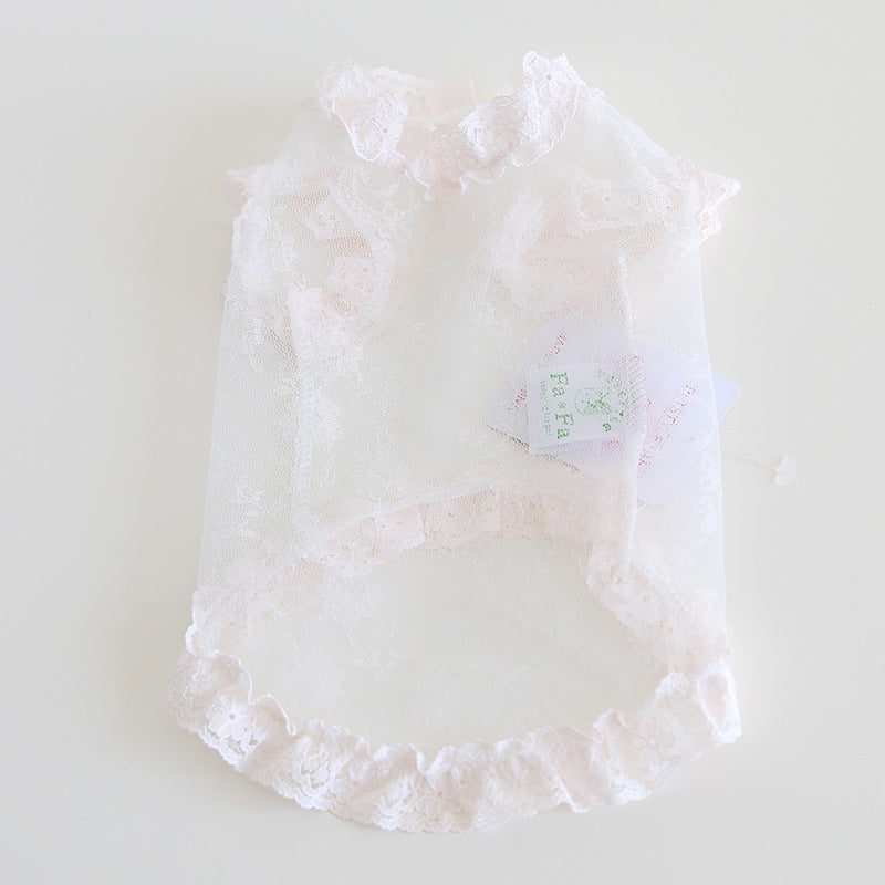 KFX-8913725 Lace Yarn Pet Vest for Dogs and Cats - Anti-Lint, Available in Pink, Apricot, and White, Sizes XS-XL