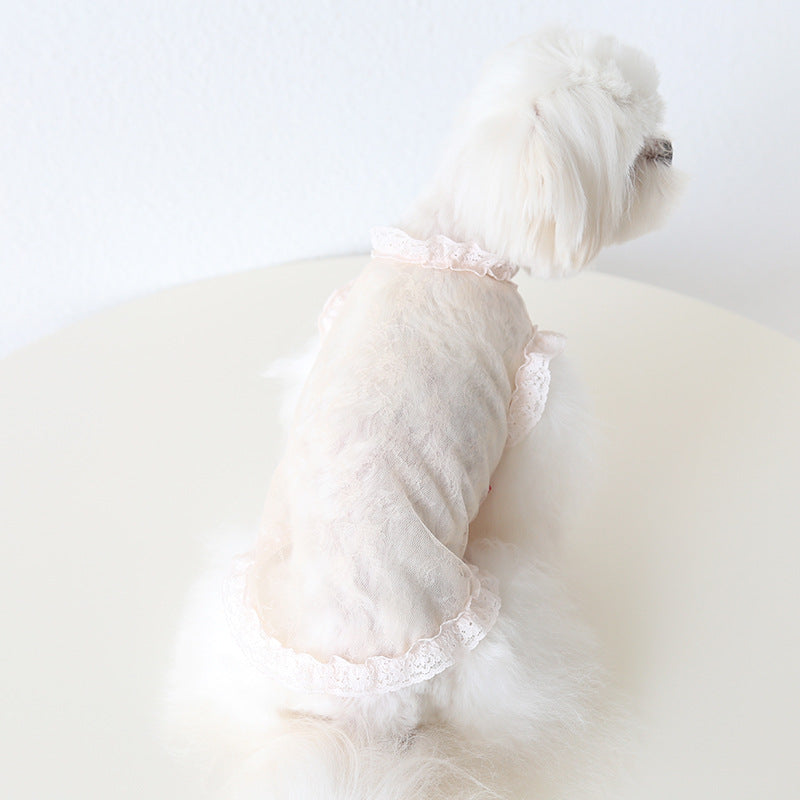 KFX-8913725 Lace Yarn Pet Vest for Dogs and Cats - Anti-Lint, Available in Pink, Apricot, and White, Sizes XS-XL